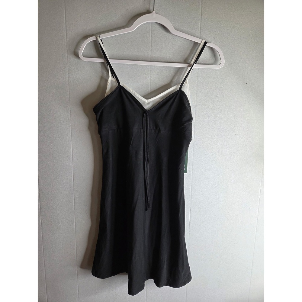 Wild Fable Womens Layered Slip Dress Black White Double Strap Mini Size S NEW